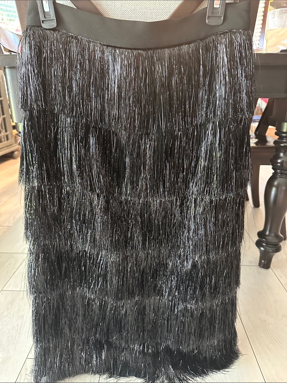 Antonio Melani Black Tiered Fringe Midi Skirt - Women - Picture 2 of 6